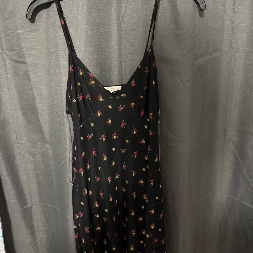See You Monday Black Floral Mini Dress